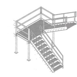 IBC Prefab Stair Landing 180° Galvanized Fin