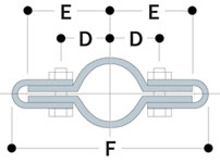 Type 82 Double Sided Clips are supplied with hexagonal head fixing bolts, M6x35mm long and nut.