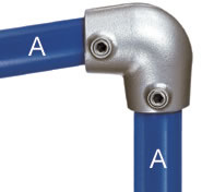 Type 87 Angle Elbow is used to join the top rail to an end upright on a guardrail on a slope of up to 11 degrees at both the top and the bottom of the run.