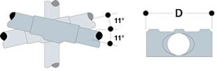 Type 89 Two Socket Angle Cross is designed to allow the upright to pass through the fitting.