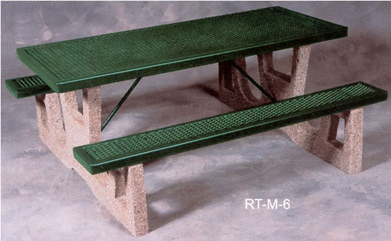concrete and steel tables