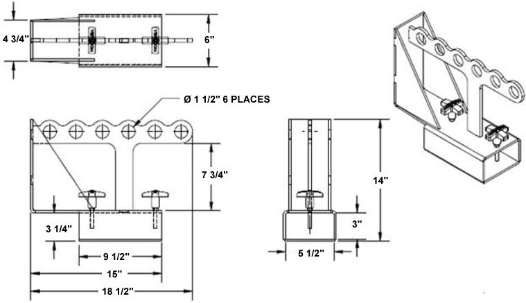 Drawing of Forks Lifter Model No. FORK-P