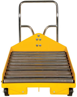 Model BTC-CART has a capacity of 4,000 lbs and includes two (2) rigid and two (2) swivel 4" x 2" glass filled nylon casters for portability.