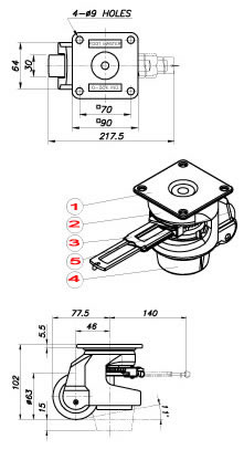 gdr-80f leveling ratchet casters