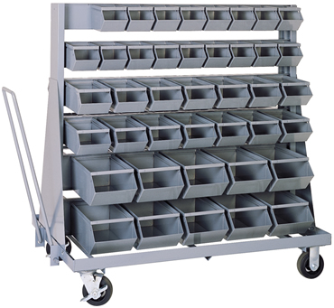 The Mobile Bin Unit (MBU) is a mobile, modular and expandable storage system that allows for easy transport of parts throughout the facility.