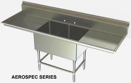 two compartment with two drainboard sinks
