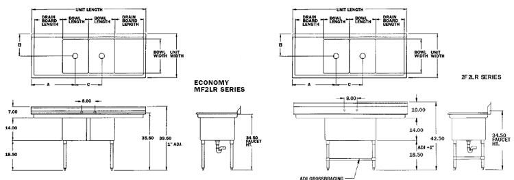 stainless steel commercial sinks