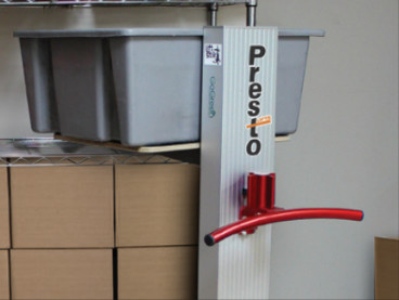 LiftStik Powered Lift Transporter Positions Loads and Unloads at Shelf Height