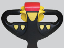 The PowerStak Straddle Design Stackers has an ergonomic handle with comfort-grip controls and switch redundancy for left- or right-hand operations.