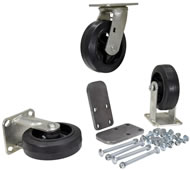 Mold On Rubber Casters for Self-Dumping Hoppers