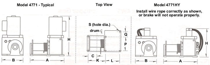 series 477 helical worm gear power winches
