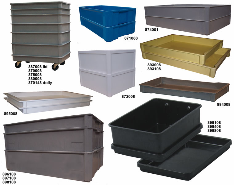 stacking containers and trays