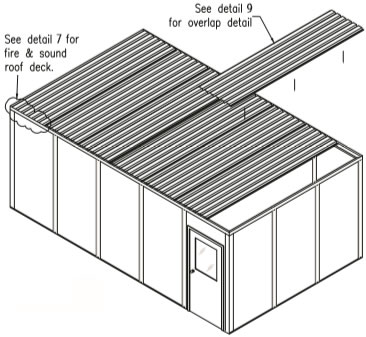 Continue installing decking across the room as instructed above to complete. (Detail 8)