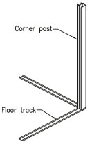 Begin wall installation by inserting a corner post into the floor track (Detail E).