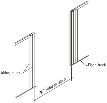 Set 77 1/4" tube or channel across opening to rest on vertical supports. (Detail W) Place 76" H-stud on horizontal tube or channel.