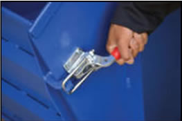 Self-Dumping Steel Hopper has a dual ramp latching system.