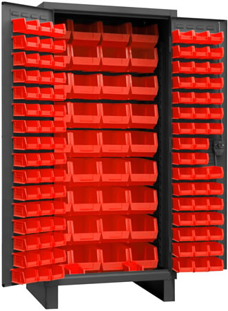 All-Welded 39w x 27d x 76h Steel Industrial Bin Storage Cabinet with 40  Bins