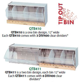 Quantum Tip Out Storage Bin QTB304 - 4 Compartments Gray