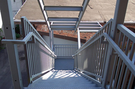 ibs stair with offset handrail and guards